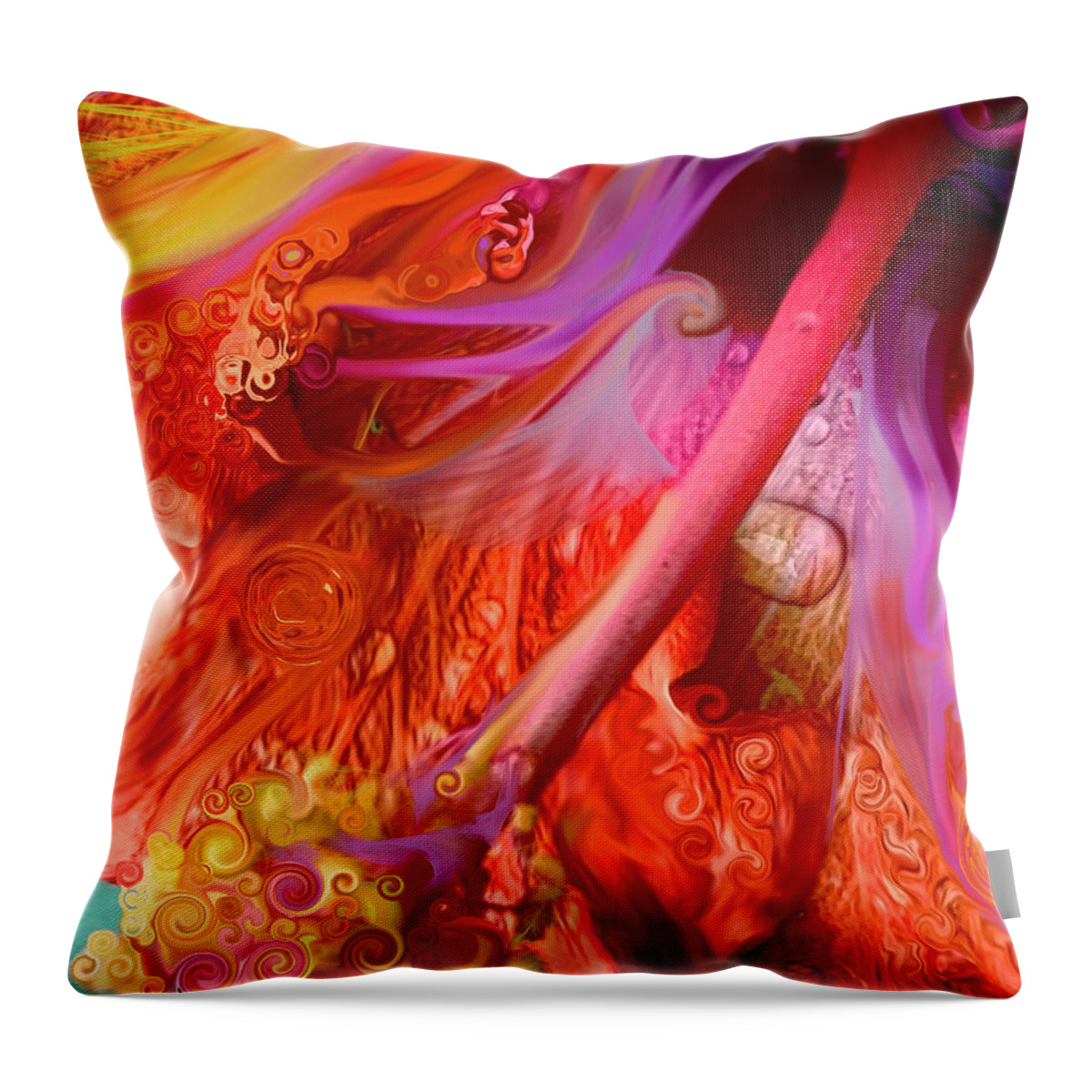 Abstract Flower Throw Pillow featuring the digital art Laughing Hibiscus by Cindy Greenstein