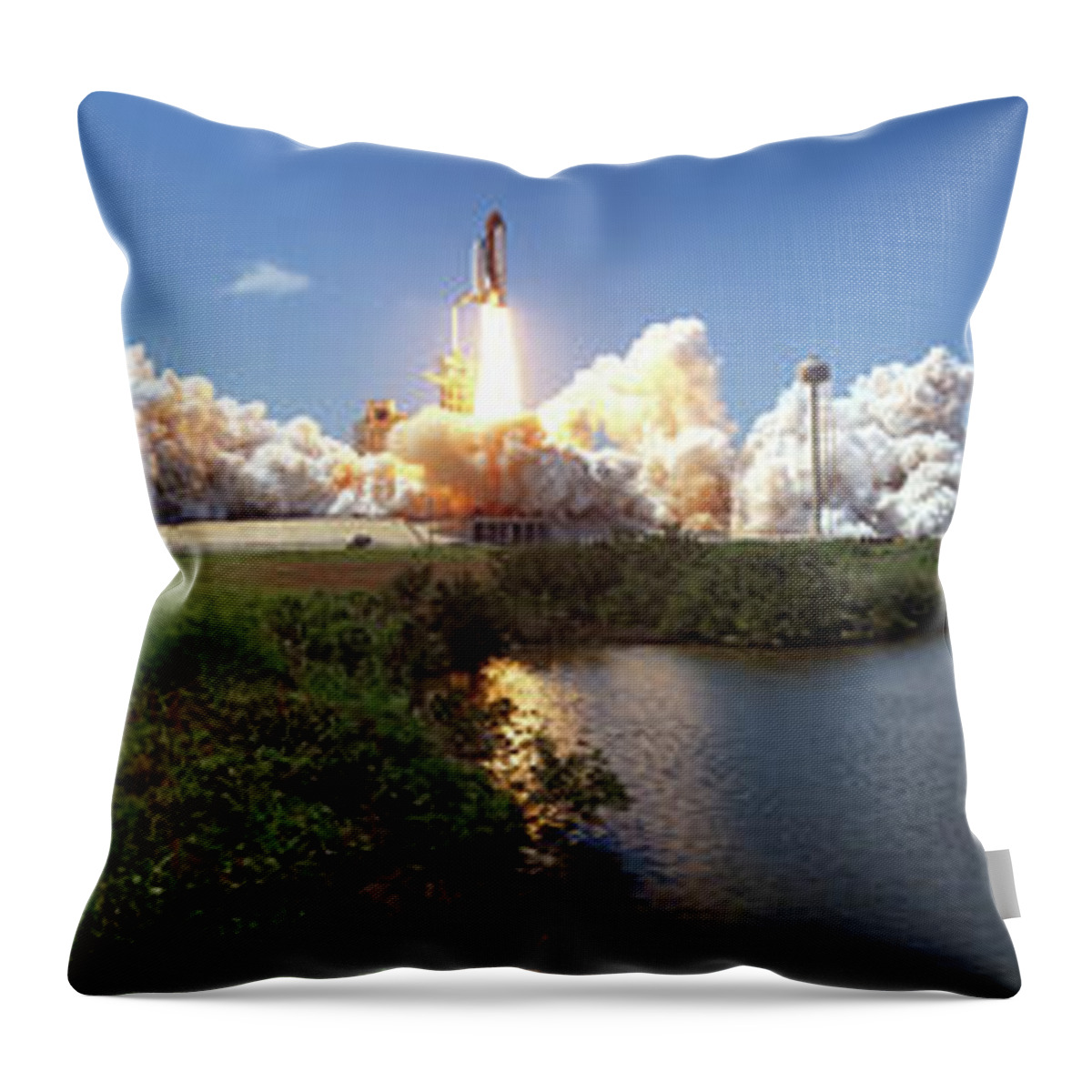 Photography Throw Pillow featuring the photograph Launch, Kennedy Space Center, Florida by Panoramic Images