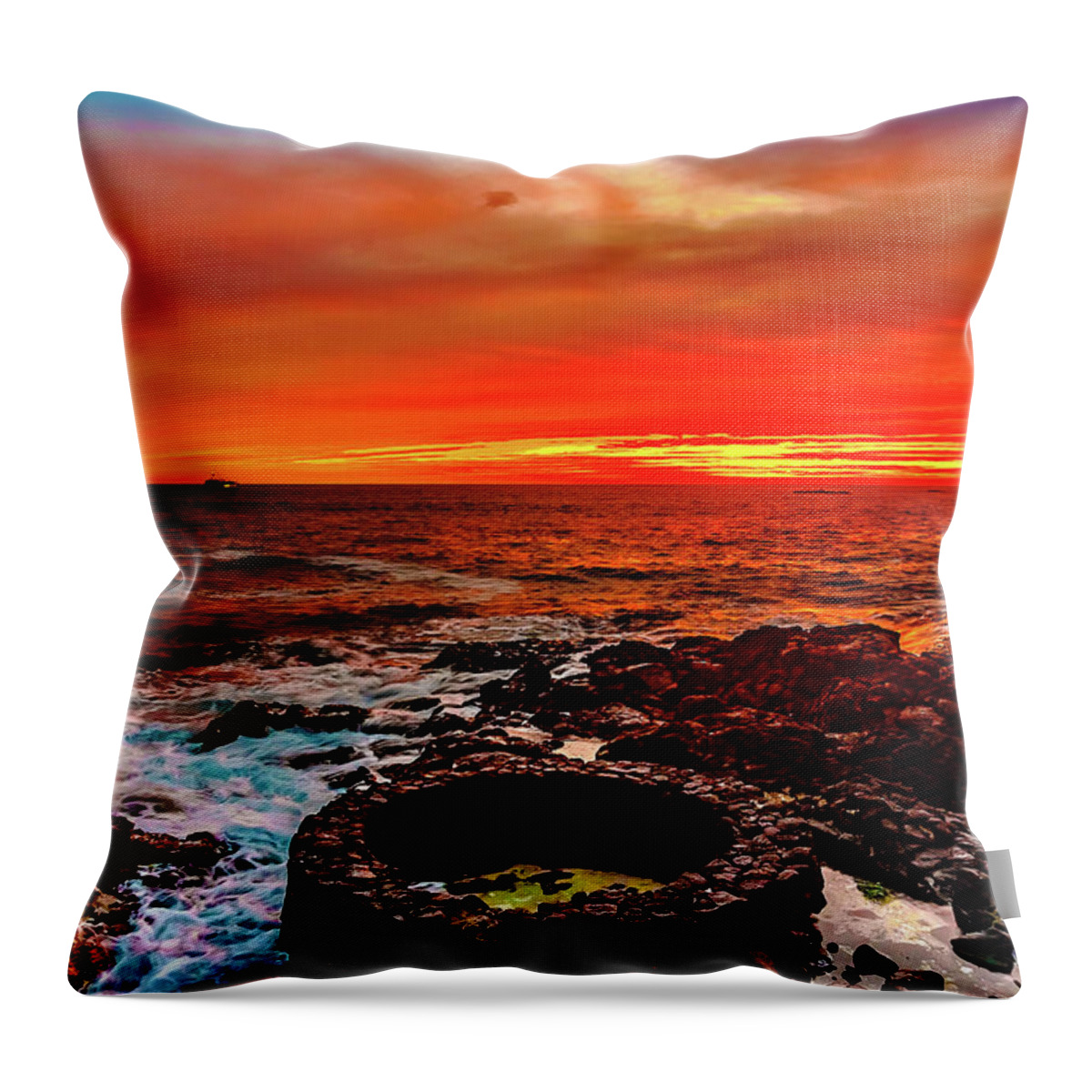  Throw Pillow featuring the photograph Lava Bath after Sunset by John Bauer