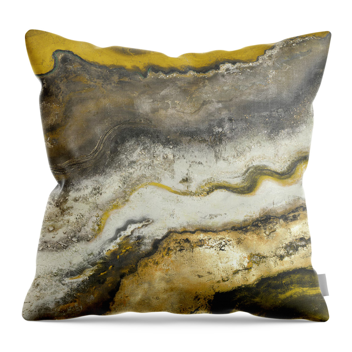 Gold Throw Pillow featuring the painting Lava Flow II by Patricia Pinto