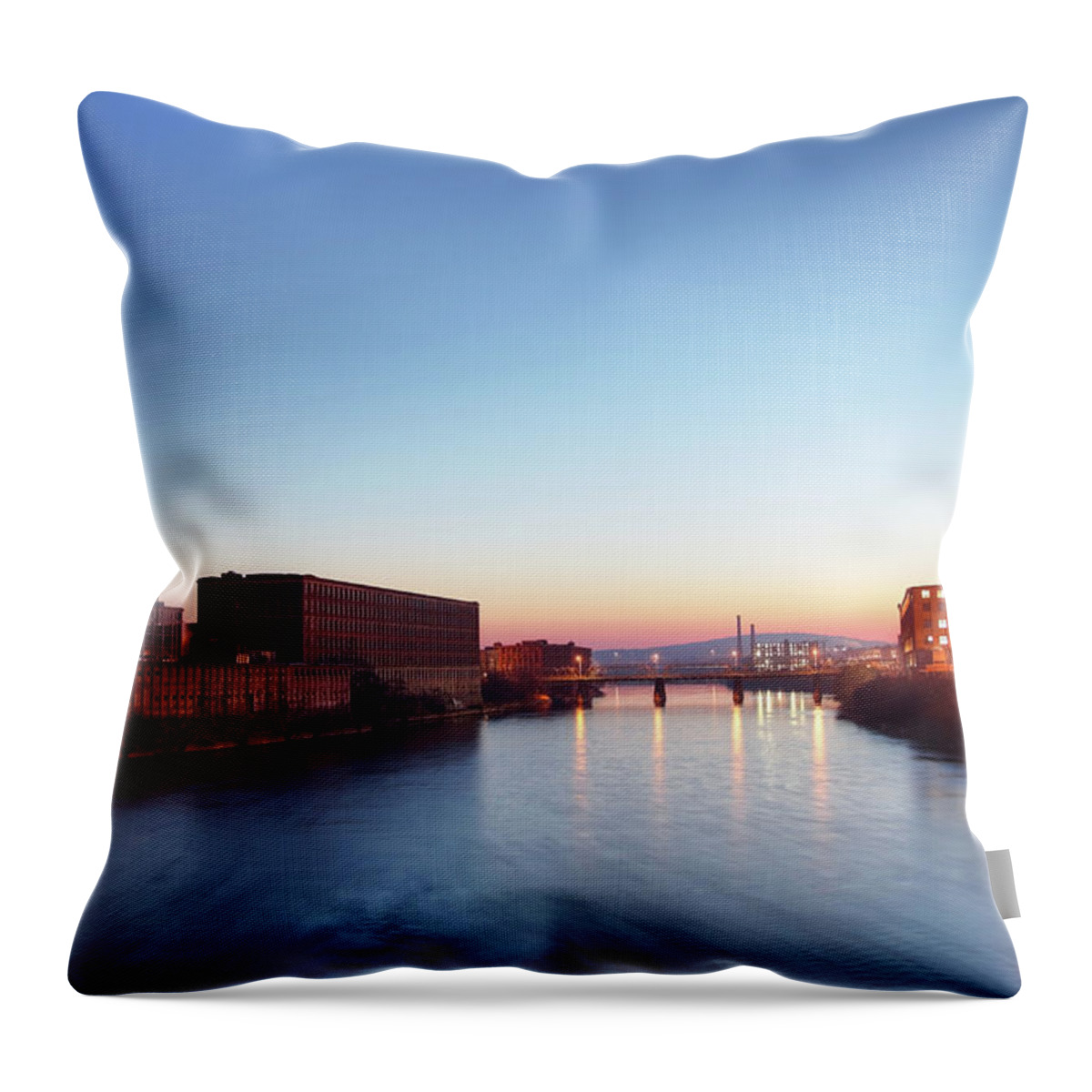 Built Structure Throw Pillow featuring the photograph Lawrence, Massachusetts by Denistangneyjr