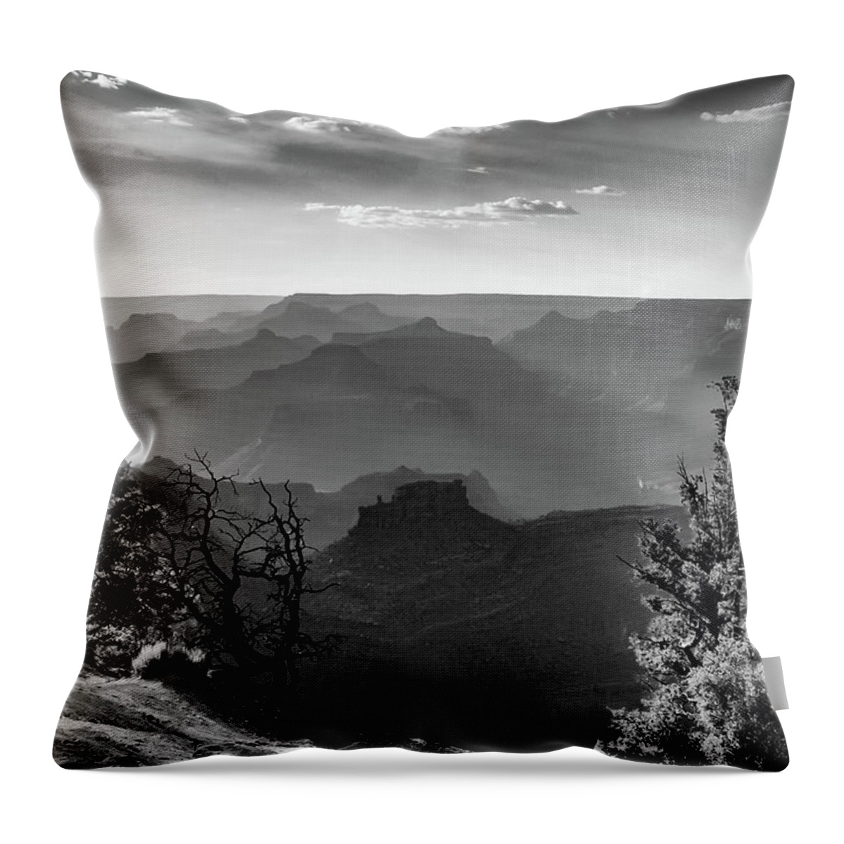 America Throw Pillow featuring the photograph Layers of Grand Canyon - Monochrome by Gregory Ballos