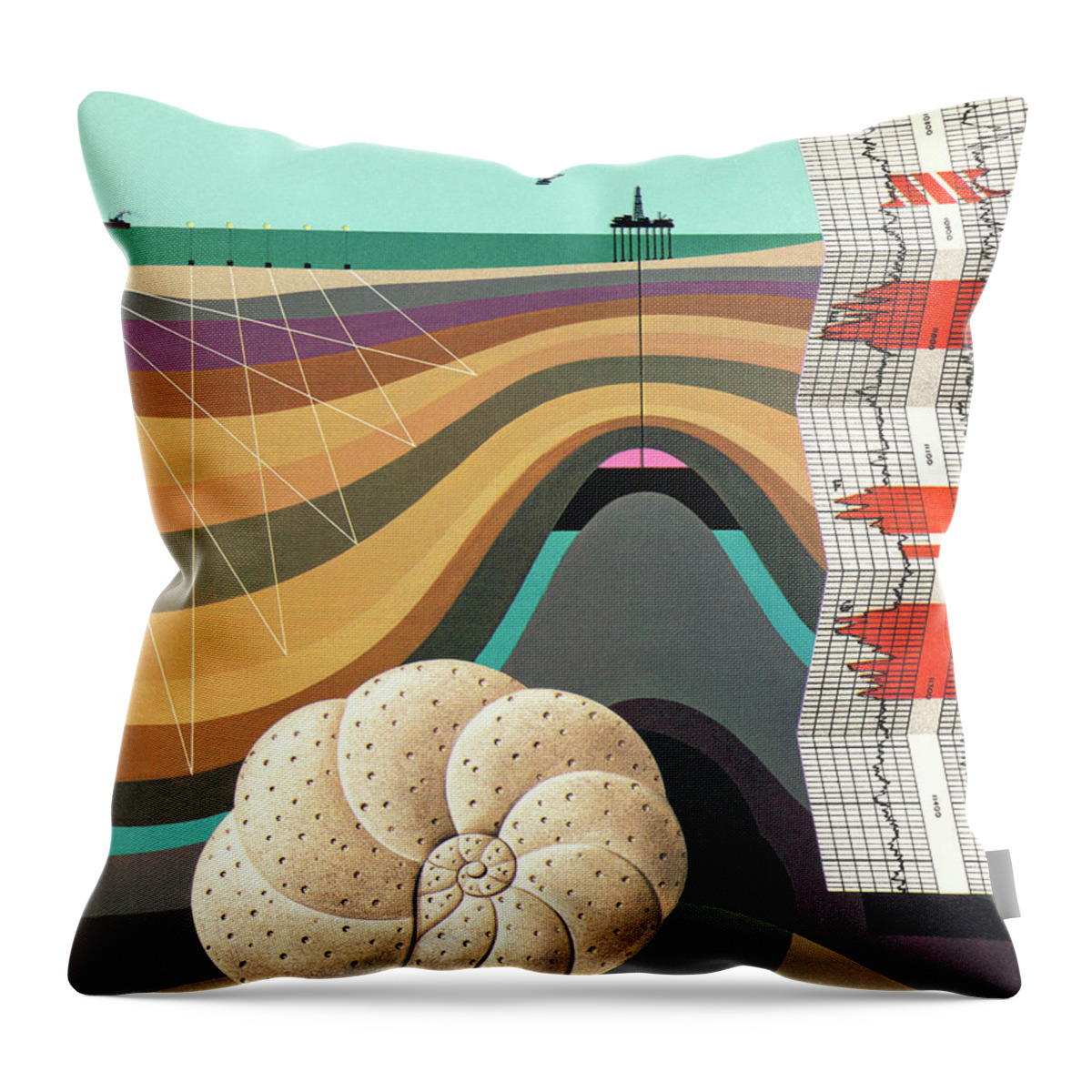 Campy Throw Pillow featuring the drawing Layers Under the Sea by CSA Images