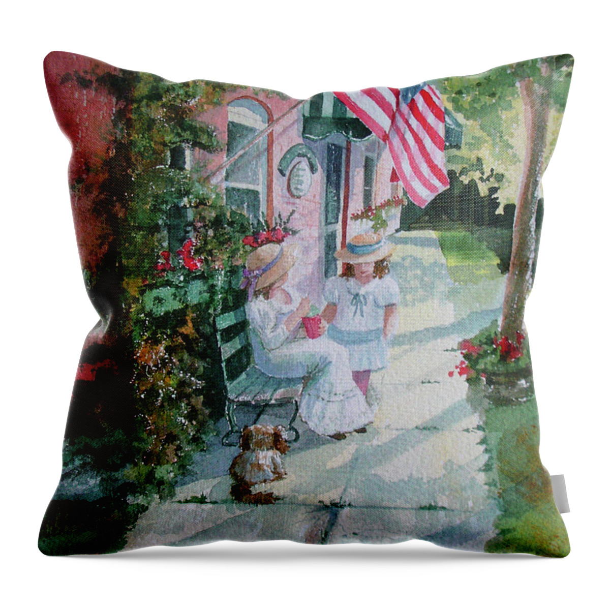 Yesteryear Throw Pillow featuring the painting Lazy Days by Marilyn Smith