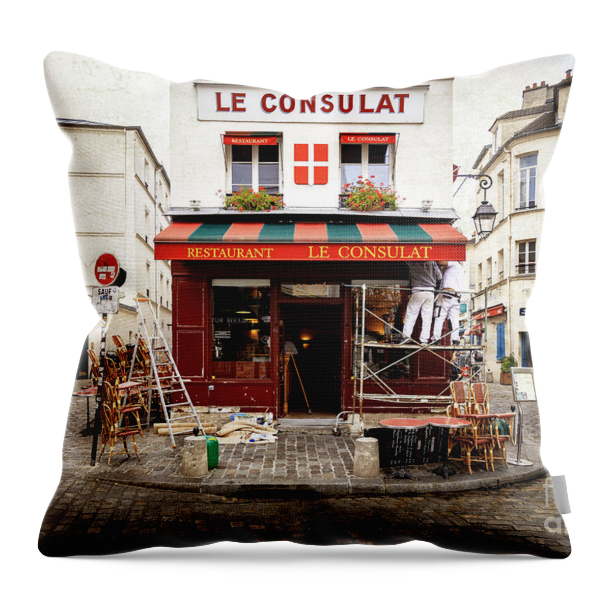 Aib_2018 # 1663 Throw Pillow featuring the photograph Le Consulat of Montmartre by Craig J Satterlee