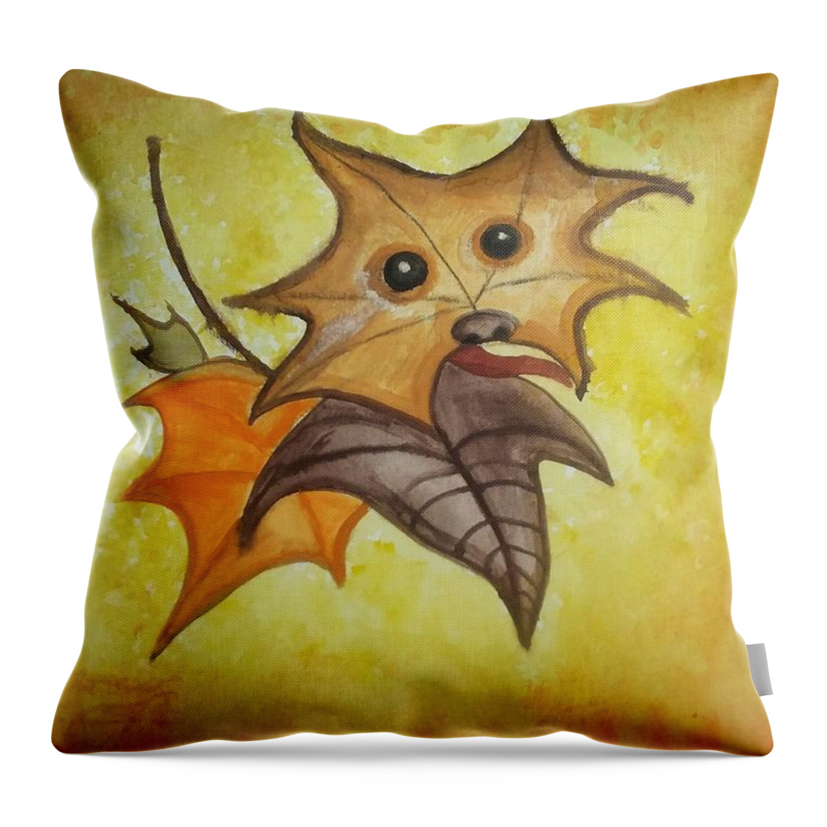 Fantasy Art Throw Pillow featuring the painting Leaf Puppy 2 by Vale Anoa'i