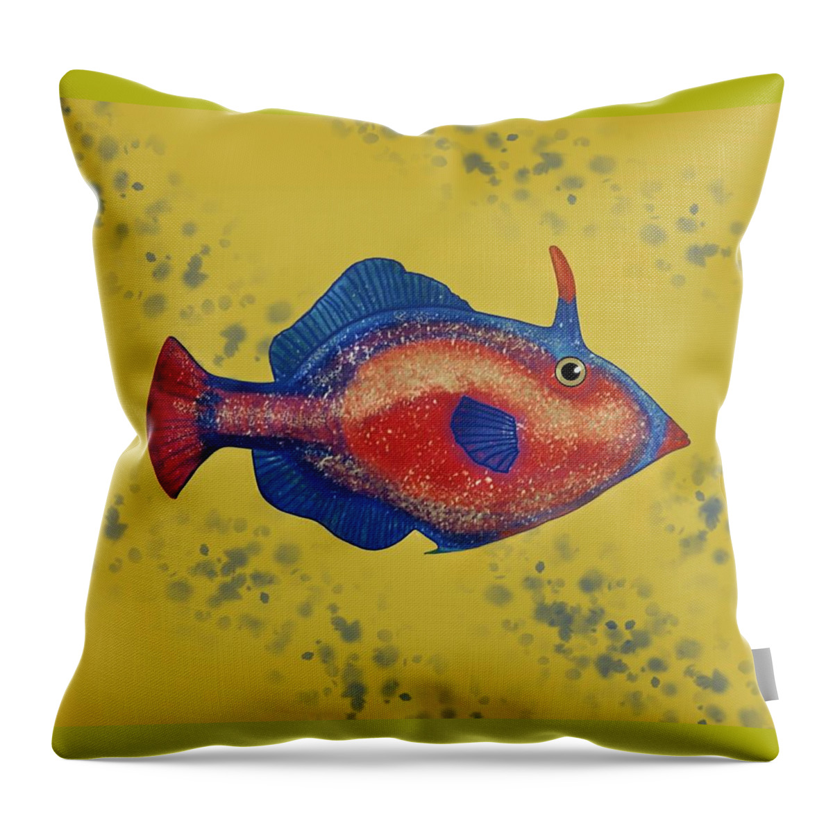 Fish Throw Pillow featuring the painting Leather Jacket by Joan Stratton