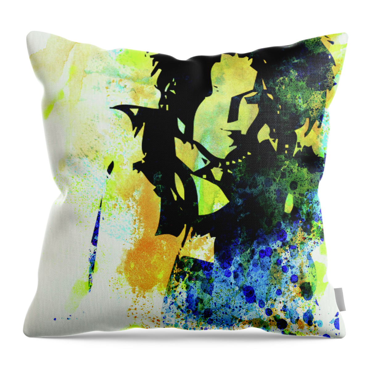 Ani Difranco Throw Pillow featuring the mixed media Legendary Ani Difranco Watercolor by Naxart Studio