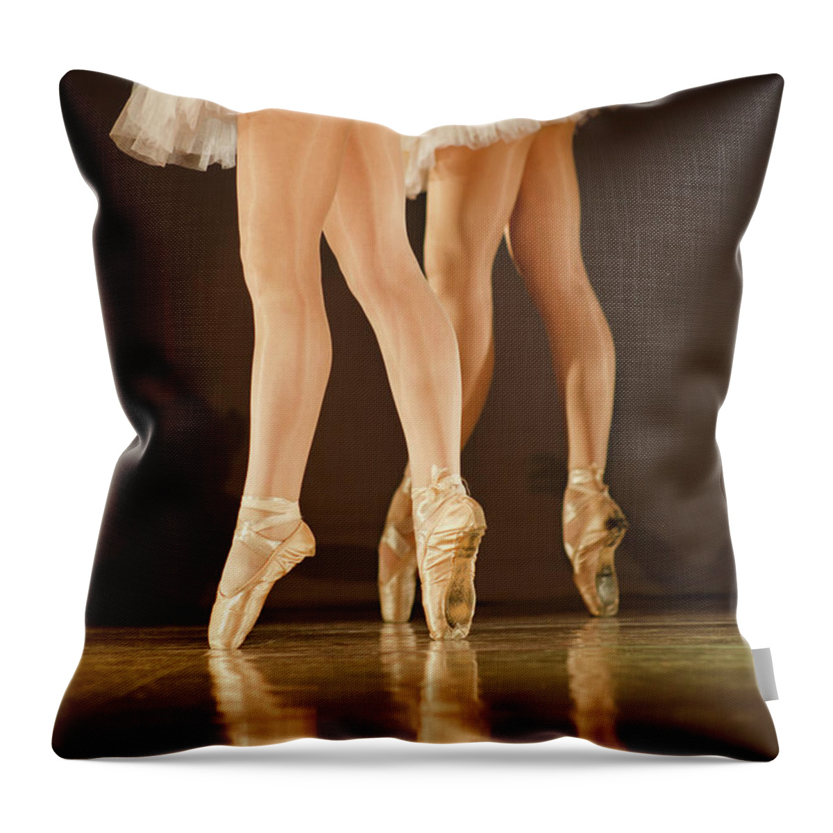 Ballet Dancer Throw Pillow featuring the photograph Legs Of Ballerinas - Balet Background by Art-4-art