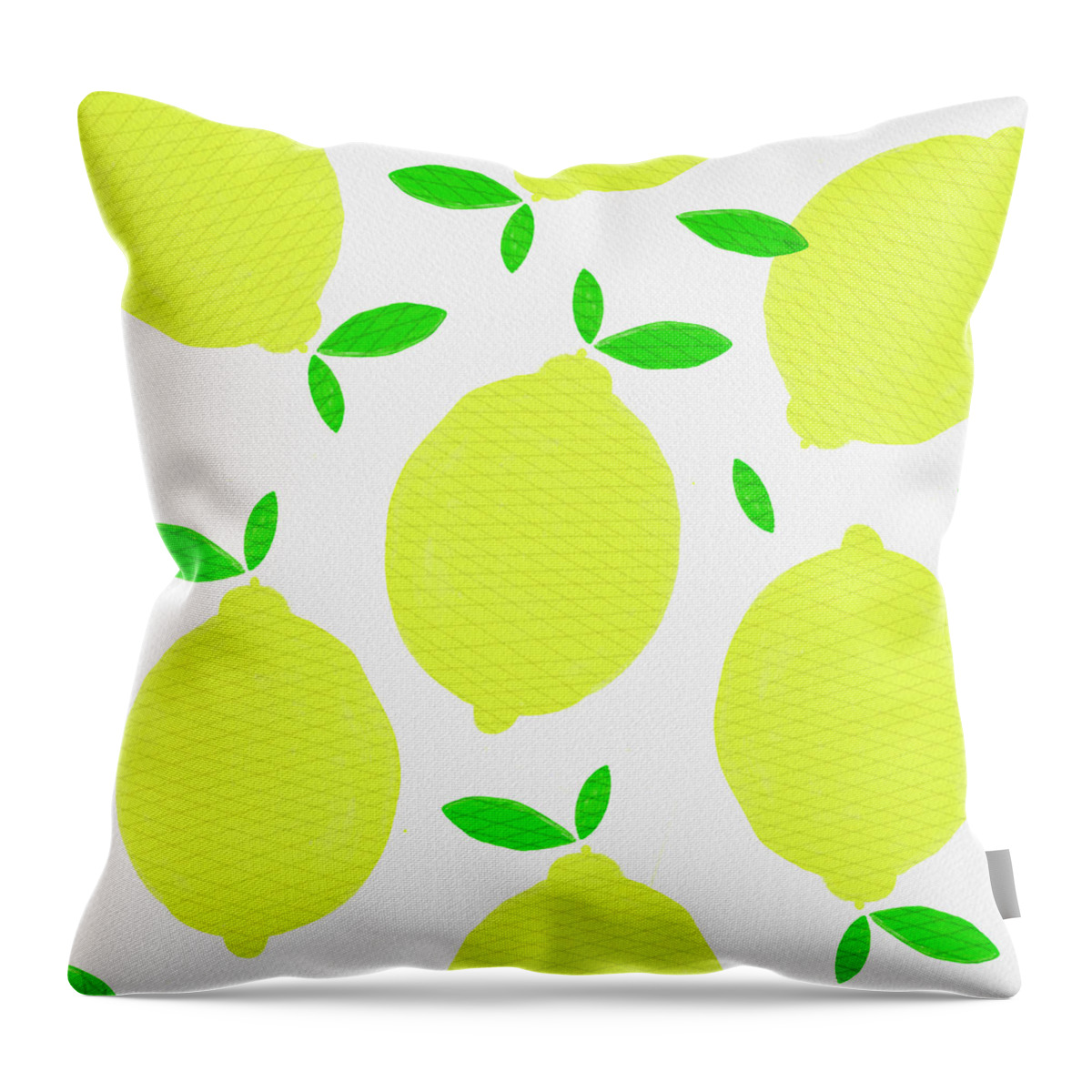 Lemons Throw Pillow featuring the painting Sunny Lemon Pattern by Jen Montgomery