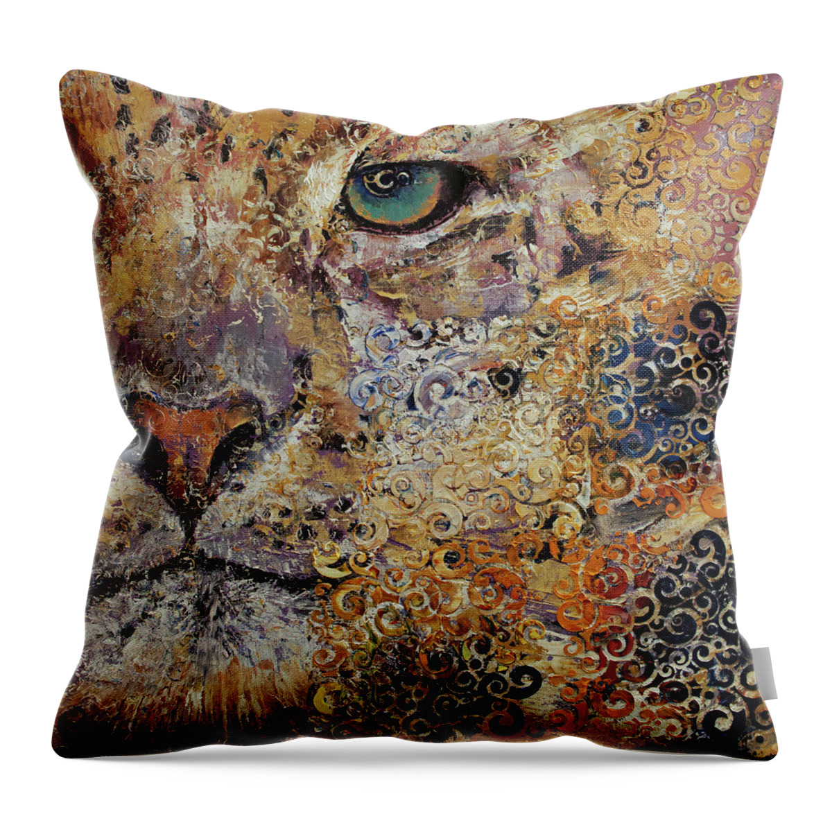Cat Throw Pillow featuring the painting Leopard Dynasty by Michael Creese