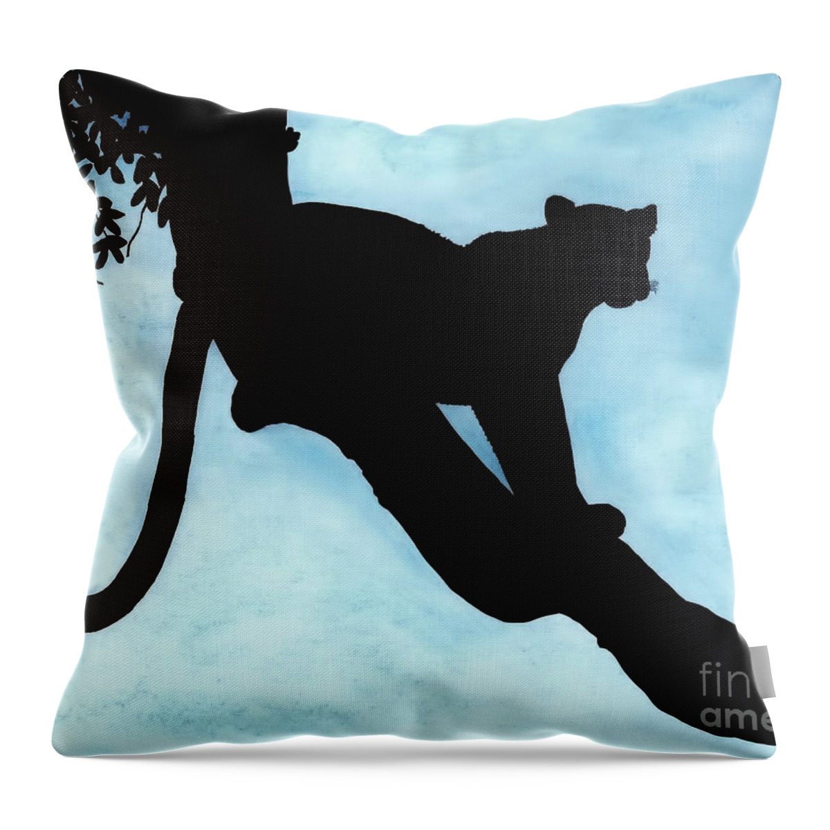 Leopard Throw Pillow featuring the drawing Leopard - Silhouette by D Hackett