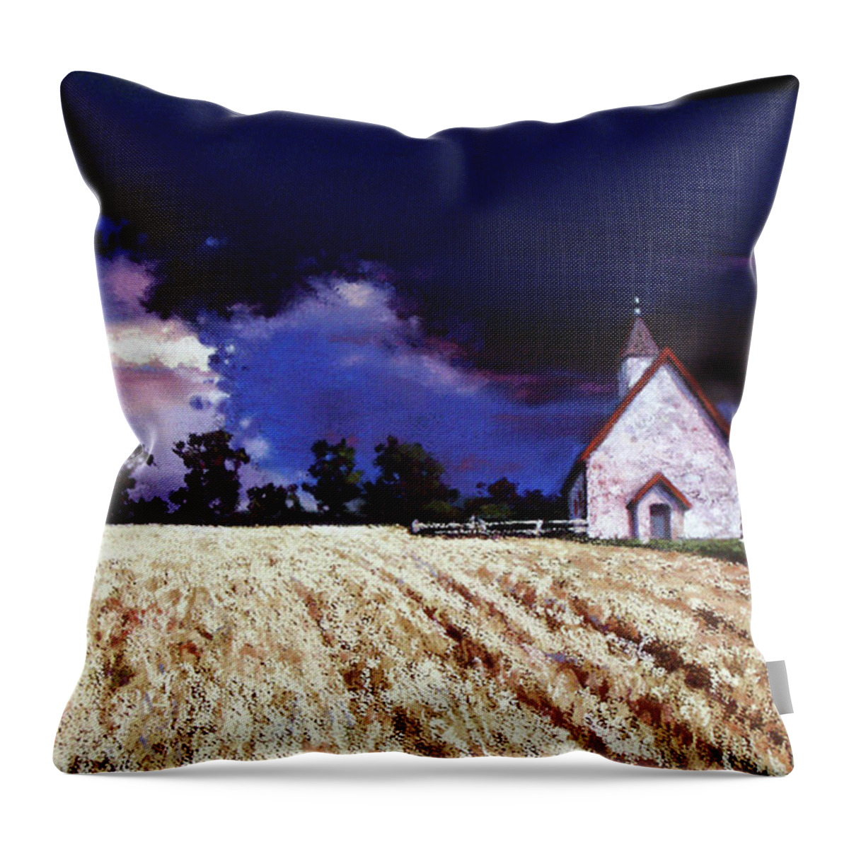 Fall Fields Throw Pillow featuring the pastel Let There Be Light by Dianna Ponting