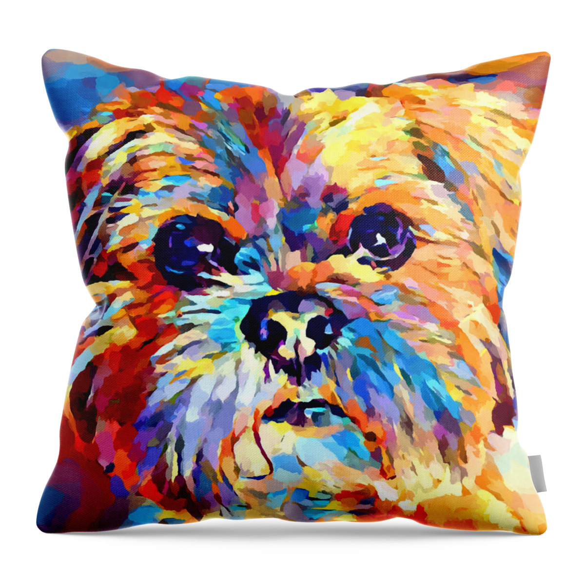 Lhasa Apso Throw Pillow featuring the painting Lhasa Apso 3 by Chris Butler