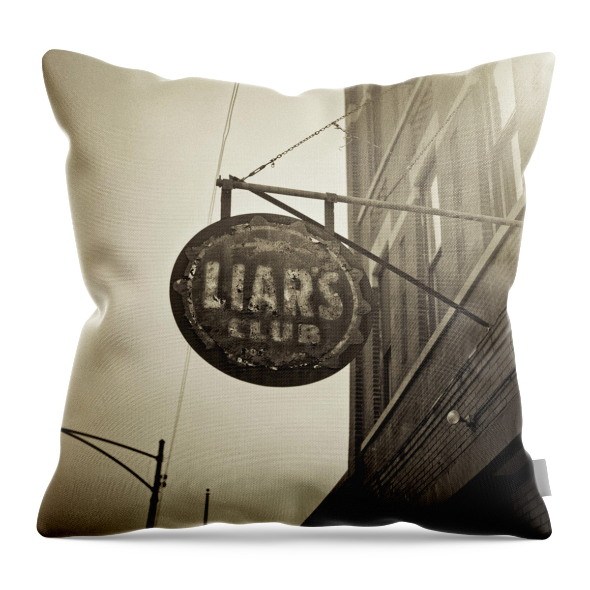 Nightclub Throw Pillow featuring the photograph Liars Club Chicago by T Scott Carlisle