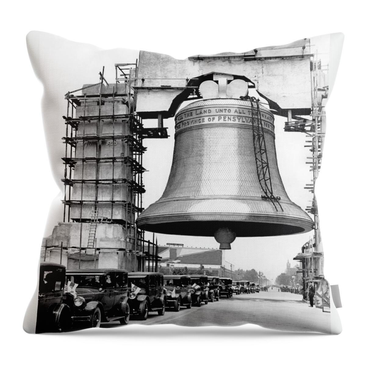 Parade Throw Pillow featuring the painting Liberty Bell Arch, Philadelphia, PA #1 by Unknown