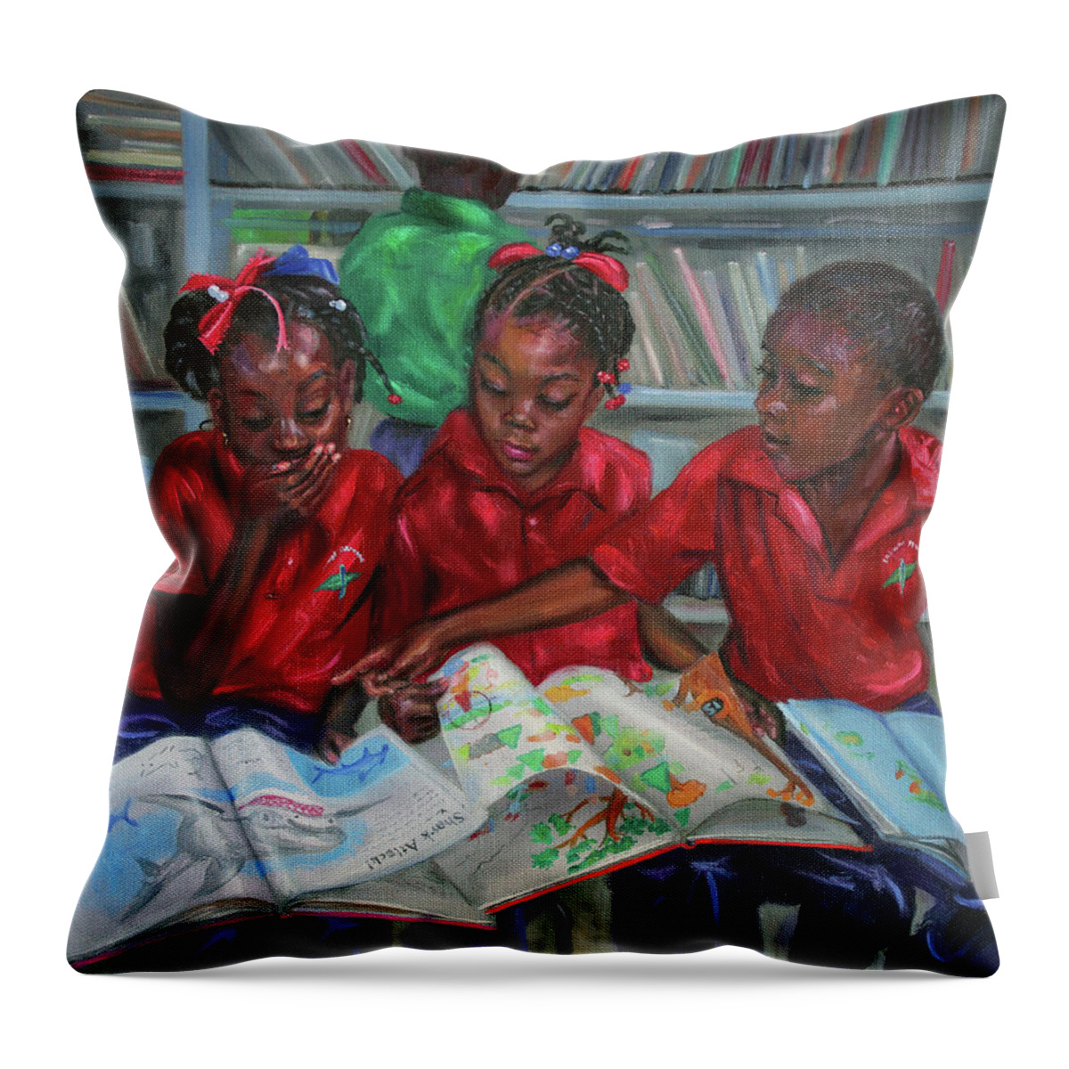 Library Throw Pillow featuring the painting Library by Jonathan Gladding