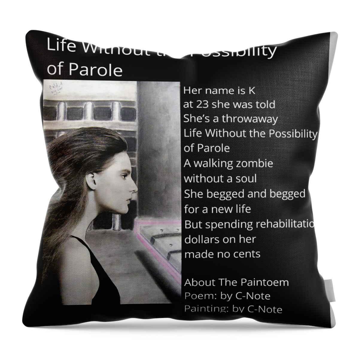 Black Art Throw Pillow featuring the digital art Life Without the Possibility of Parole Paintoem by Donald C-Note Hooker