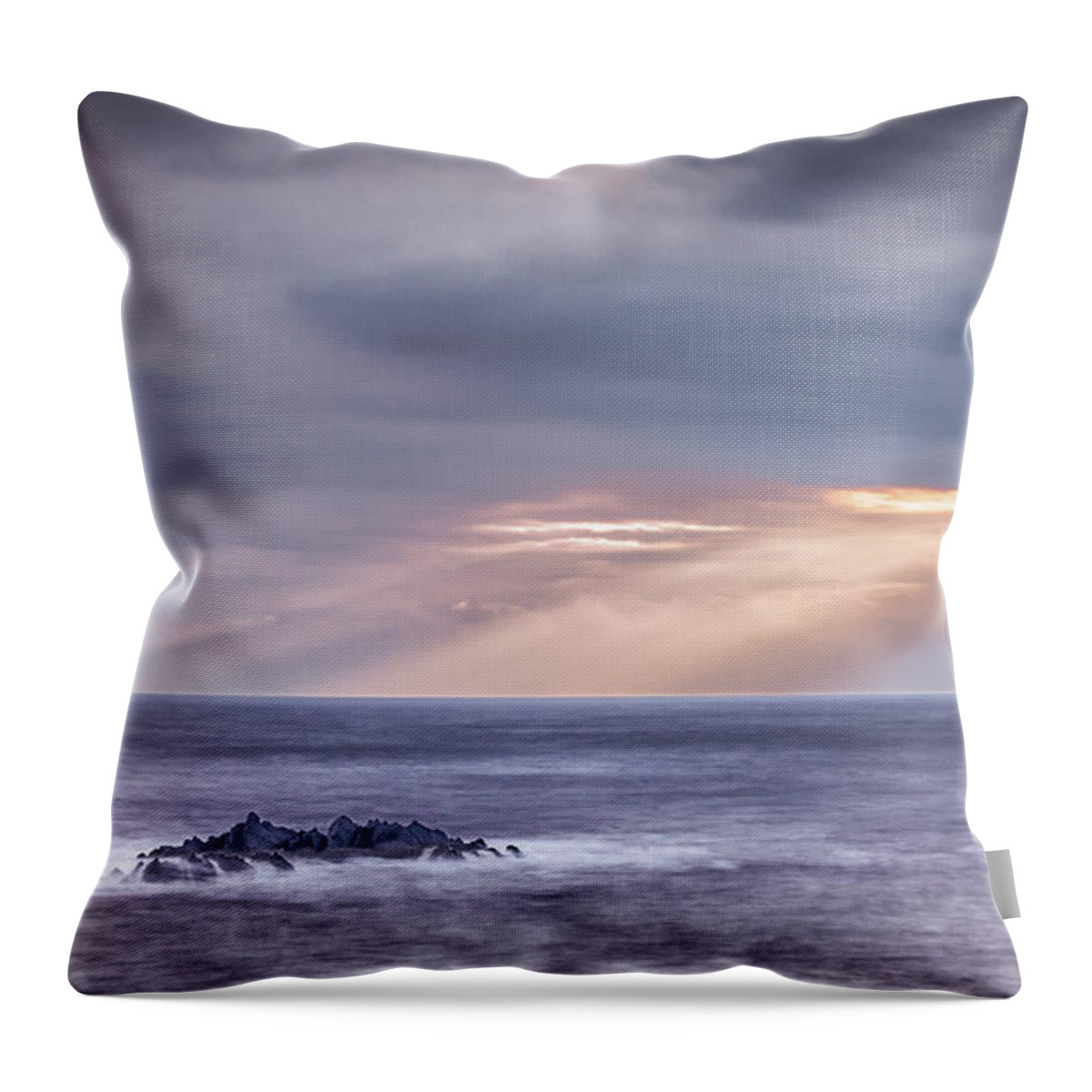 Hartland Quay Throw Pillow featuring the photograph Light on the Rocks by Framing Places