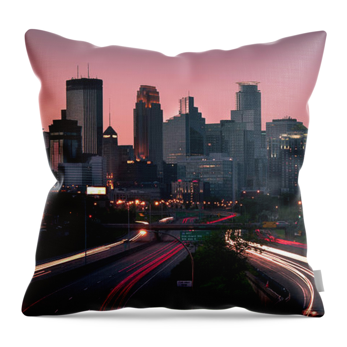 Panoramic Throw Pillow featuring the photograph Light Trails by Josh Eral