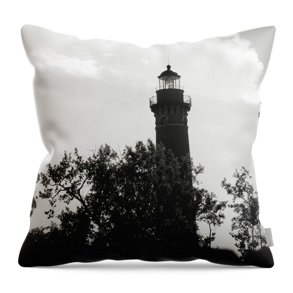 Michigan Lighthouse Throw Pillow featuring the photograph Lighthouse by Michelle Wermuth