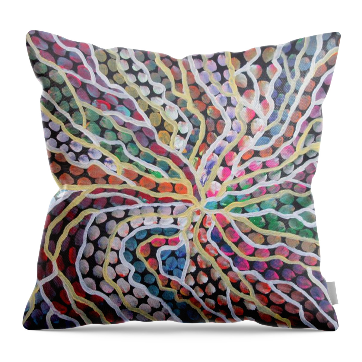 Lightning Mosaic Abstract Pattern Pillow Cushion Lobby Decor Decrotive Card Throw Pillow featuring the painting Lightning Strike by Bradley Boug