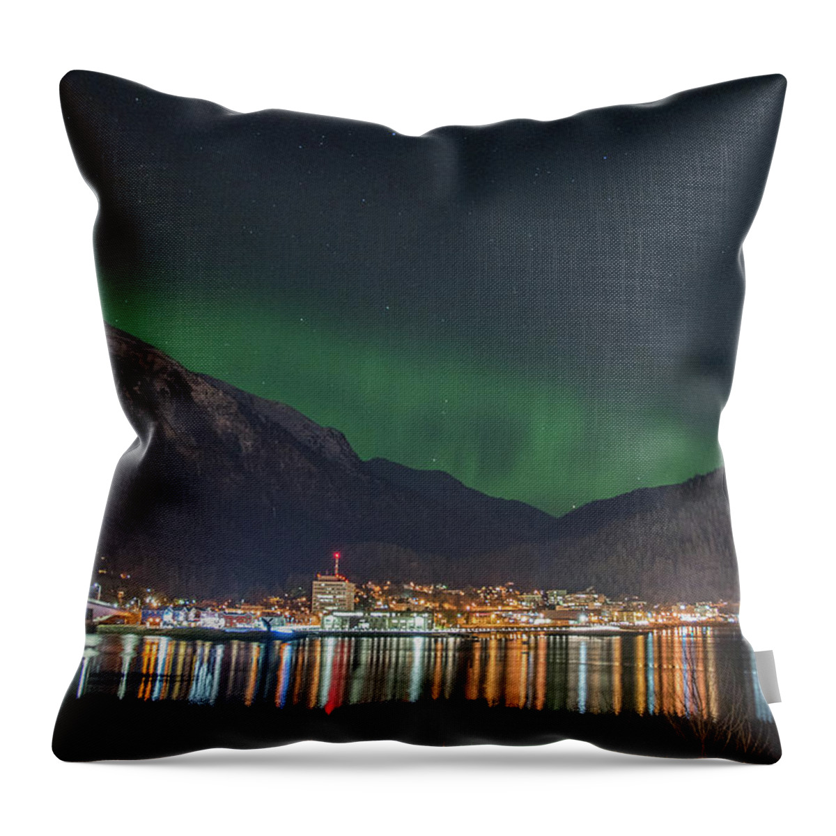 Juneau Throw Pillow featuring the photograph Lights over Juneau by David Kirby