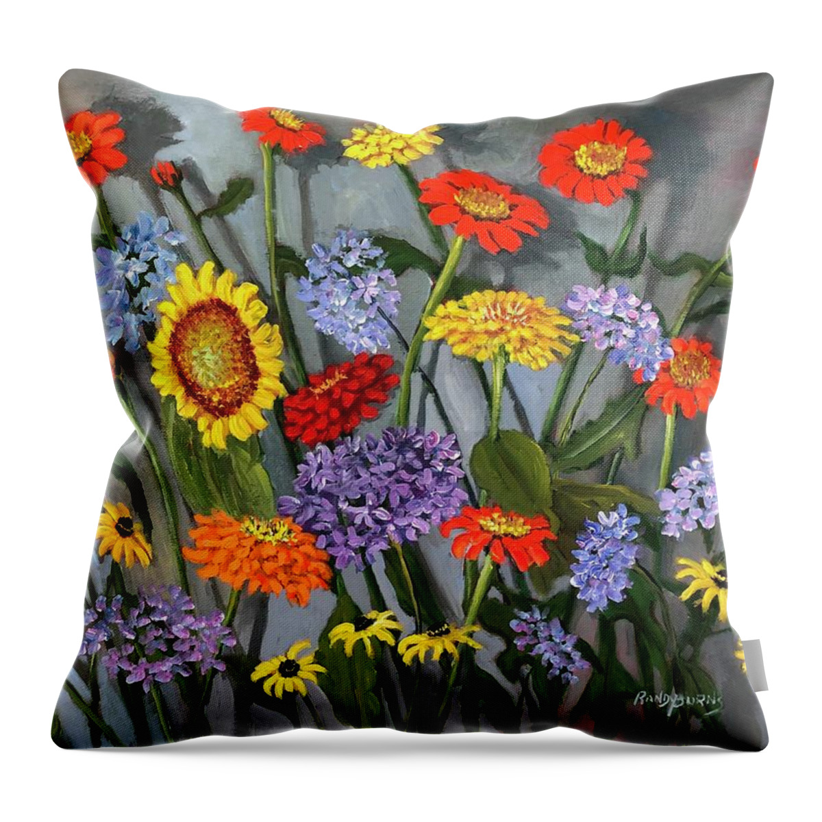 Actors Throw Pillow featuring the painting Flowers Of Mexico by Rand Burns