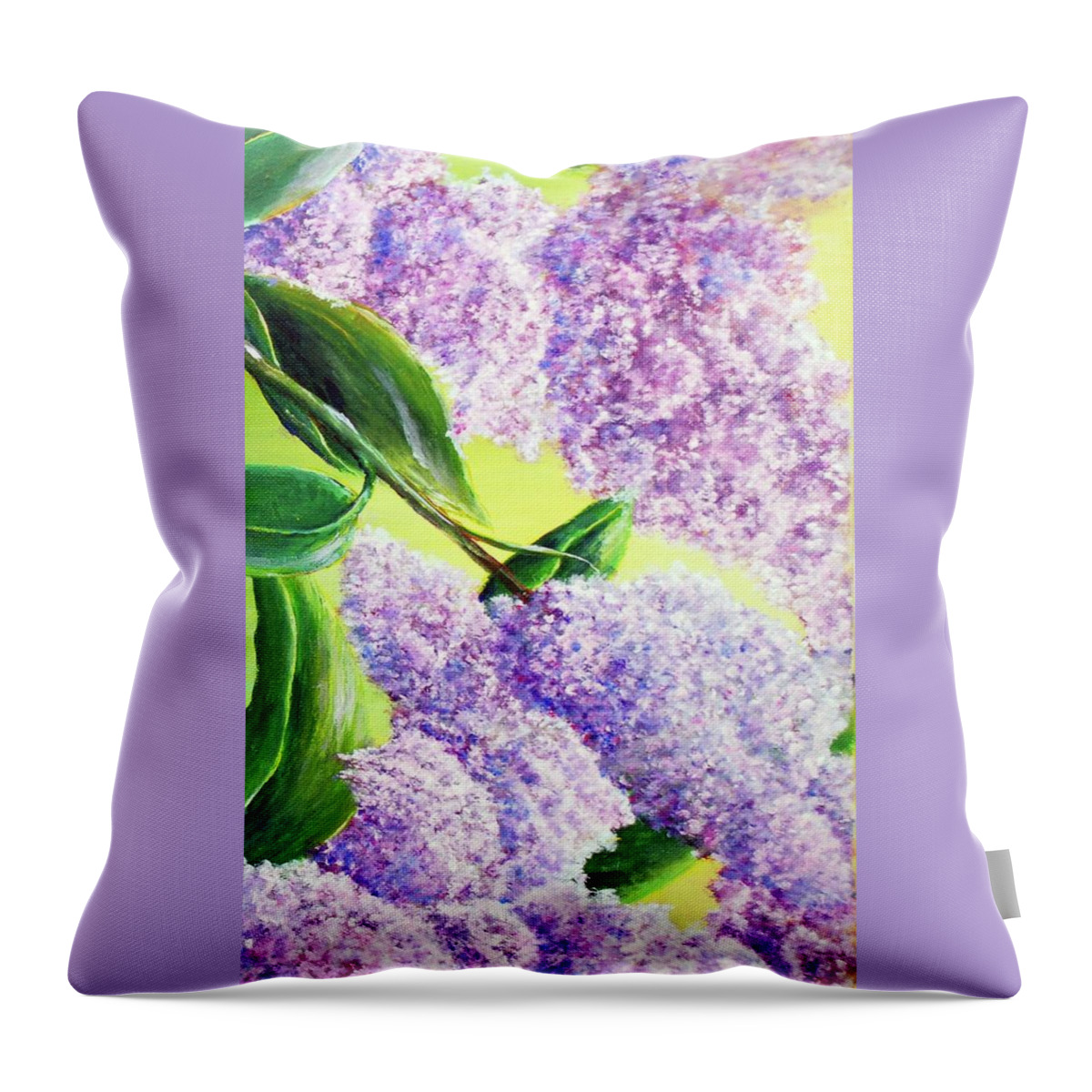 Lilac Throw Pillow featuring the painting Lilac by Medea Ioseliani