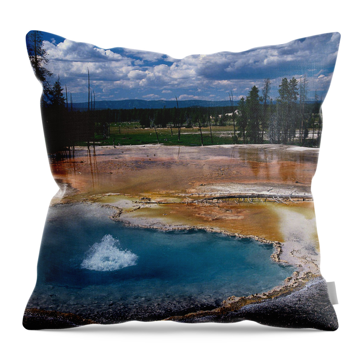 Geology Throw Pillow featuring the photograph Liqas079 Firehole Spring, Yellowstone by Bob Leroy