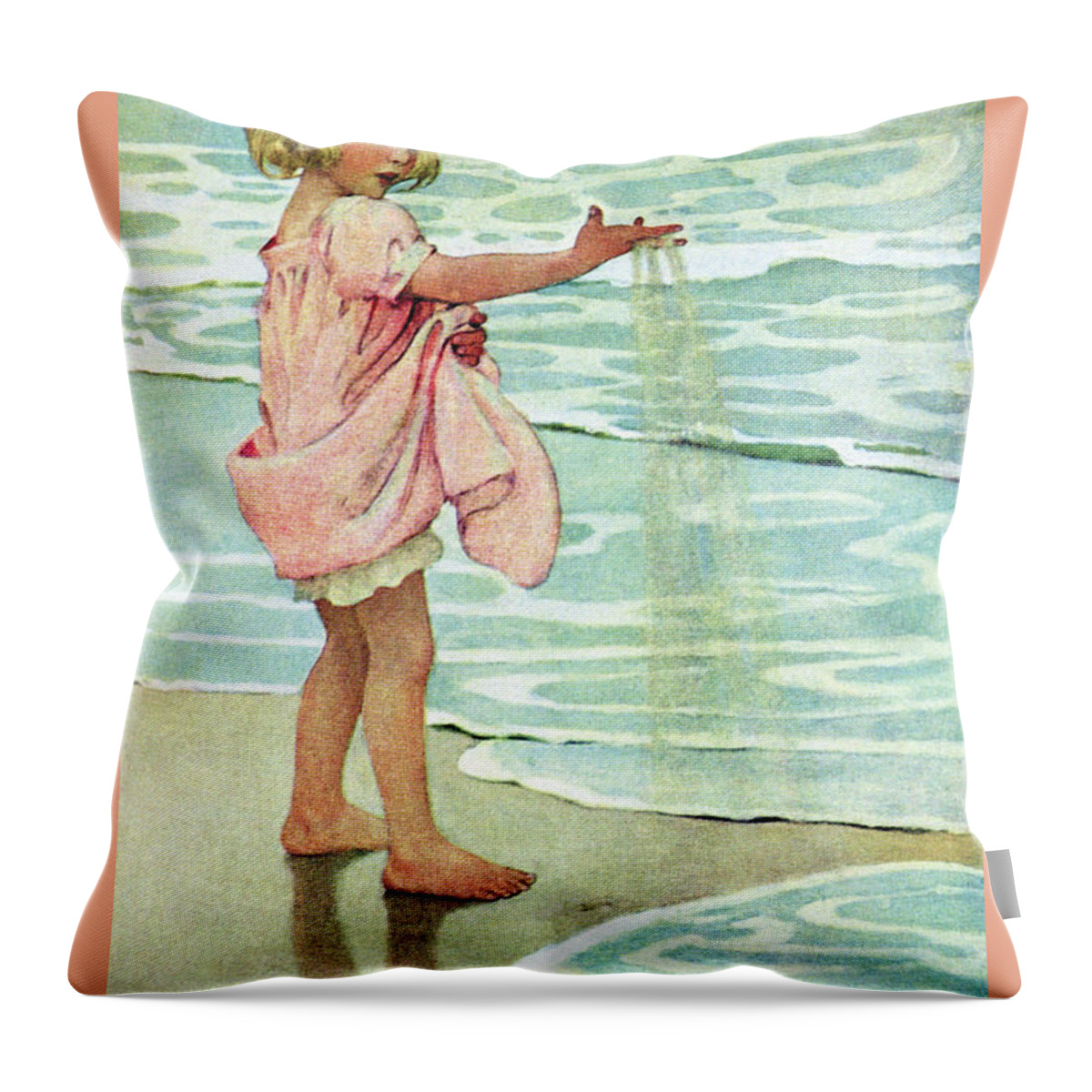 Child Throw Pillow featuring the painting Little Drops by Jessie Willcox Smith