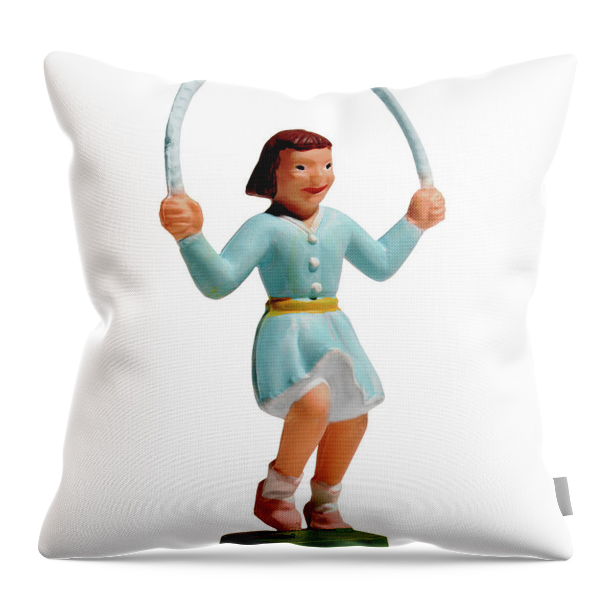 Activity Throw Pillow featuring the drawing Little Girl Jumping Rope by CSA Images