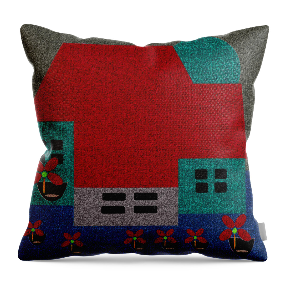 Art Throw Pillow featuring the digital art Little House Painting 35 by Miss Pet Sitter