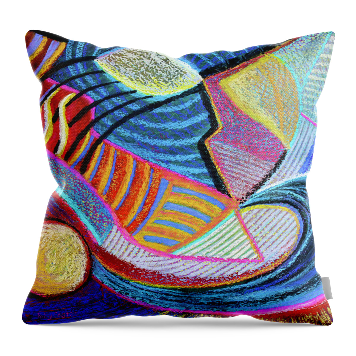  Throw Pillow featuring the painting Live in the Present by Polly Castor