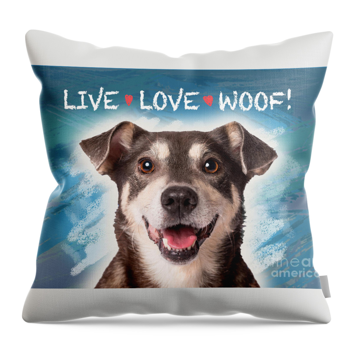Dog Throw Pillow featuring the digital art Live Love Woof by Evie Cook