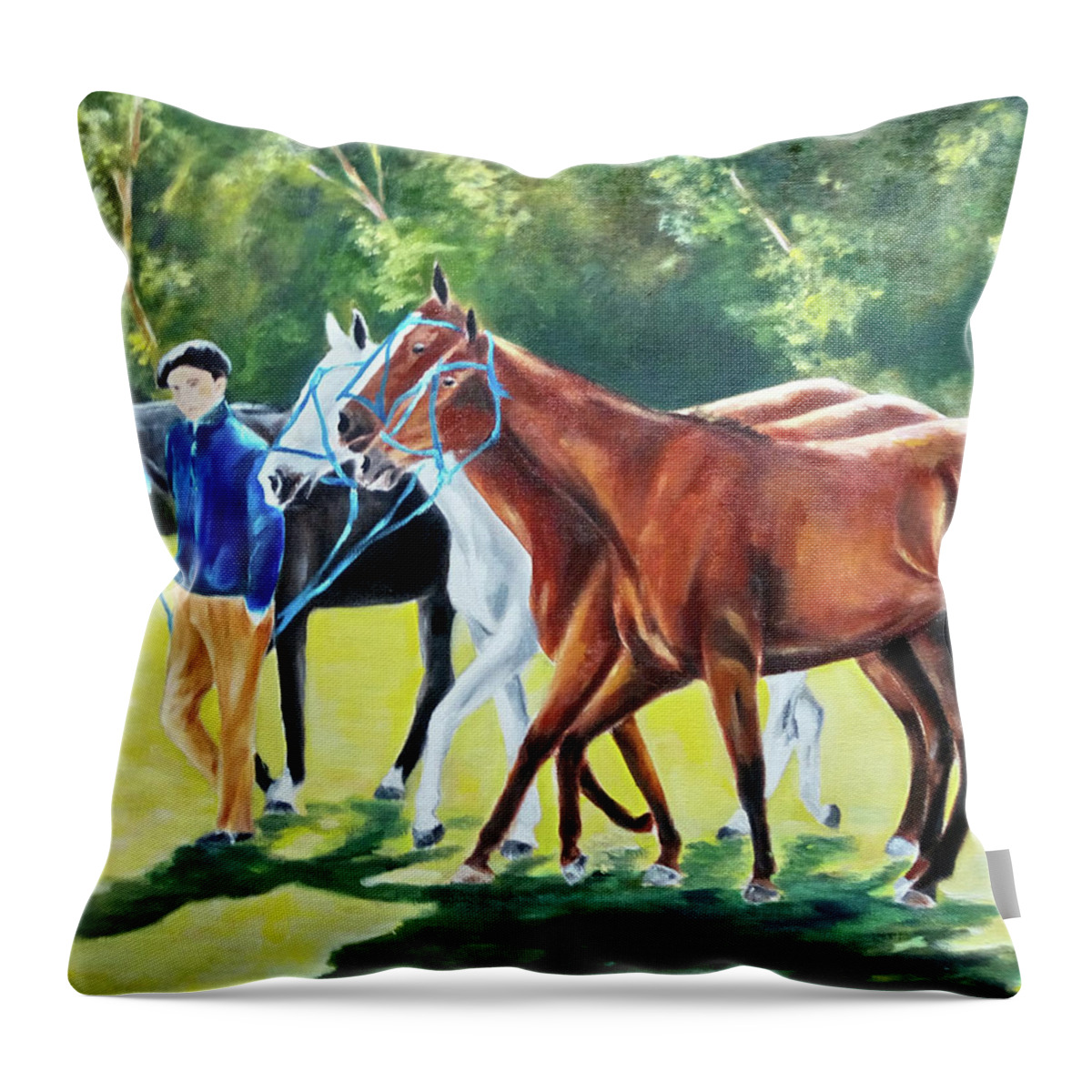 Wallpaint Throw Pillow featuring the painting Llegada by Carlos Jose Barbieri