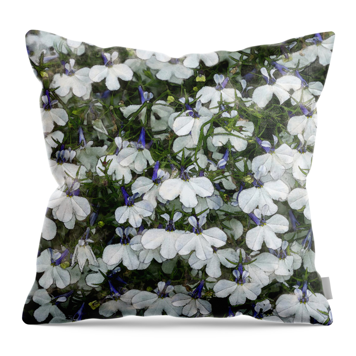 Flowers Throw Pillow featuring the digital art Lobelia Erinus by Tanya C Smith