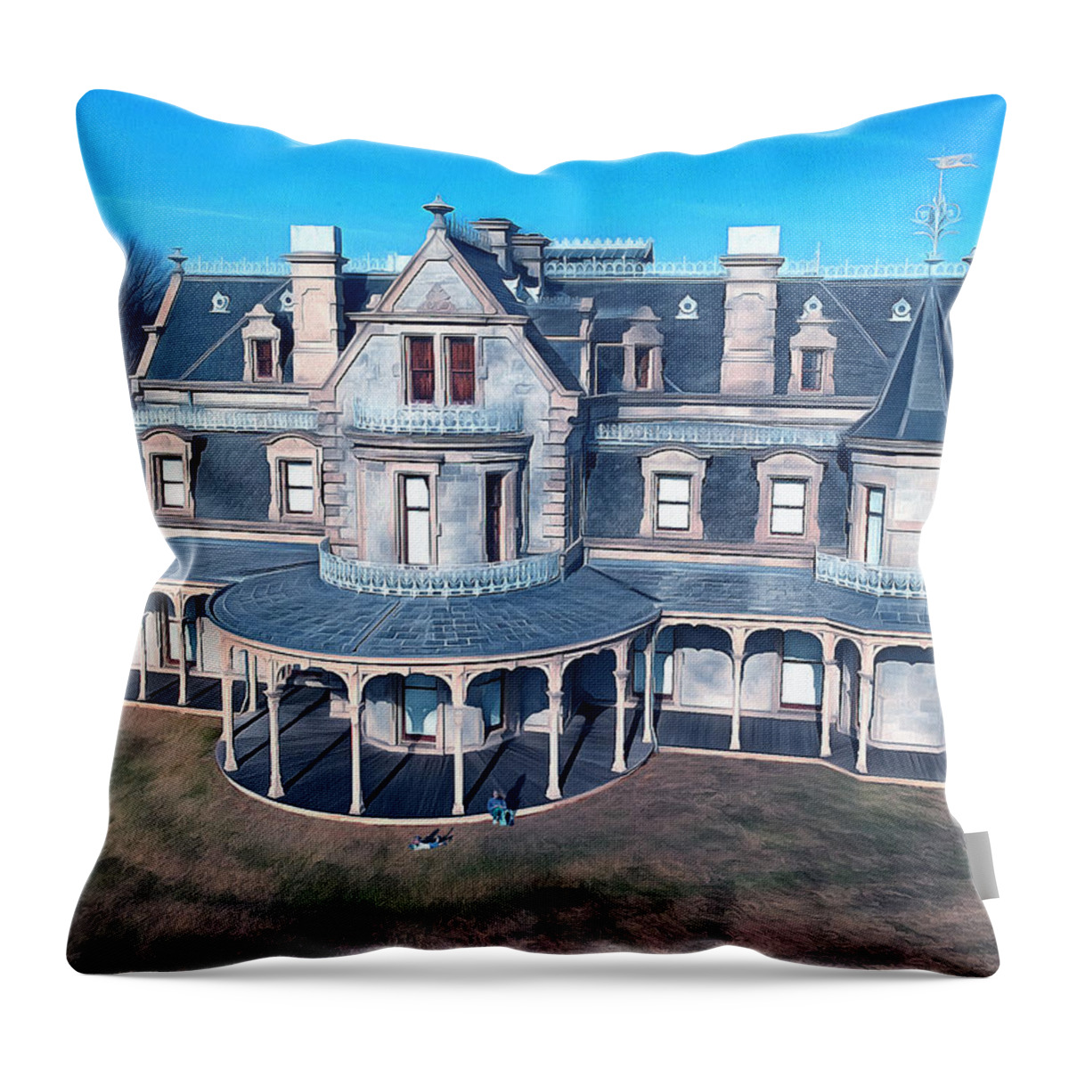 Chateau Throw Pillow featuring the photograph Lockwood Mathews Mansion by Aleksander Rotner