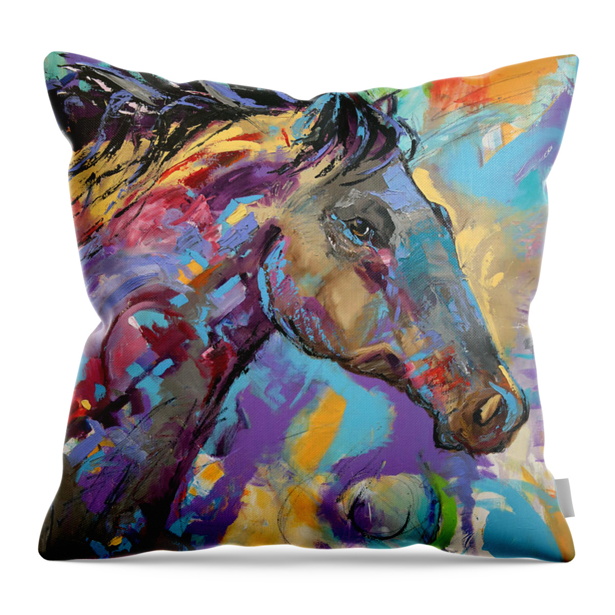 Laurie Pace Horse Throw Pillow featuring the painting Loner by Laurie Pace