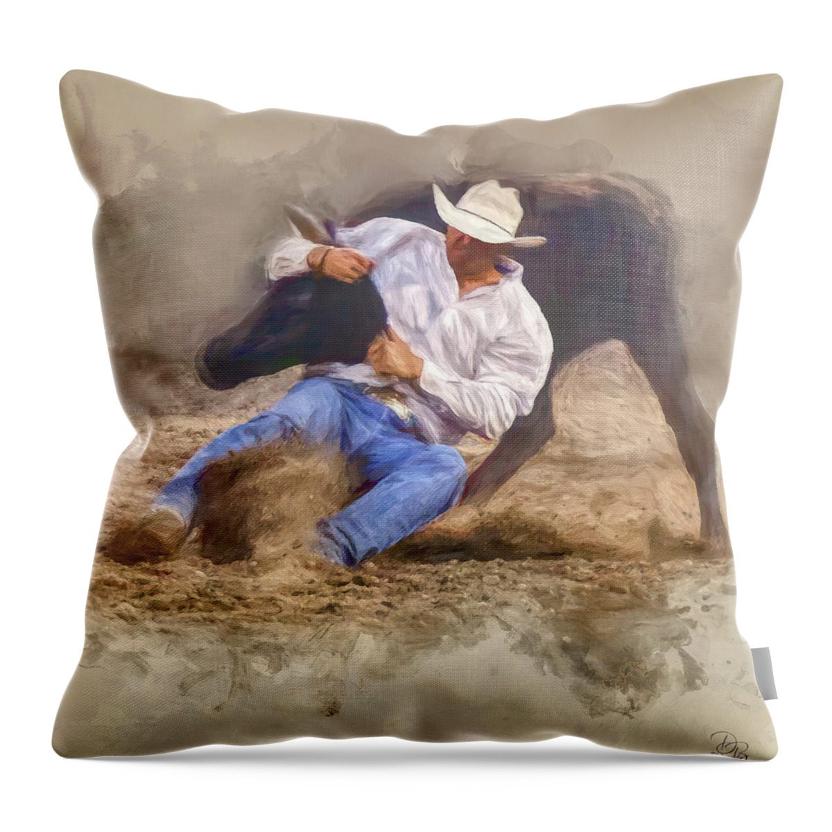 Cowboy Throw Pillow featuring the photograph Lonestar Belt Buckles, Old Faded Levi's by Debra Boucher