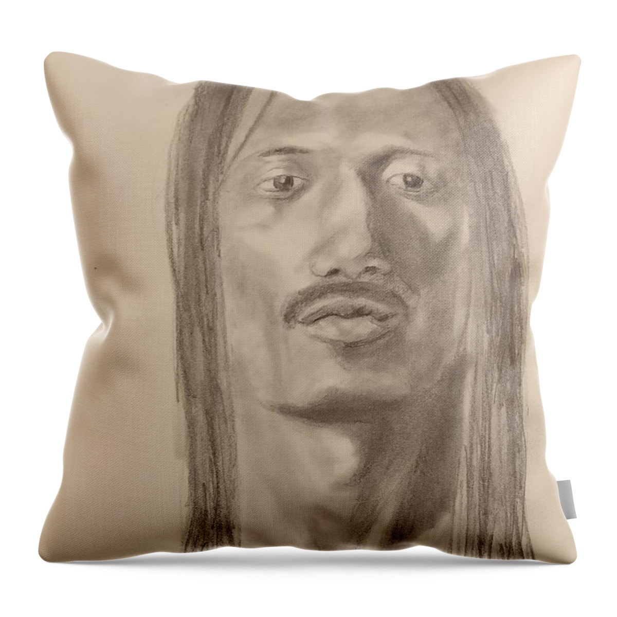 Sketch Throw Pillow featuring the drawing Long Hair Style by Nicolas Bouteneff