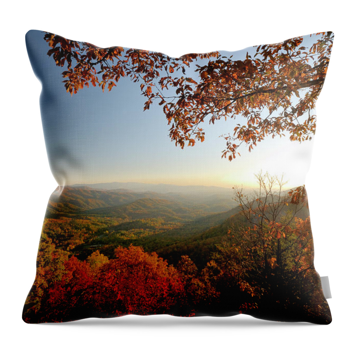 Scenics Throw Pillow featuring the photograph Look Rock Lower Overlook On Foothills by Greenstock