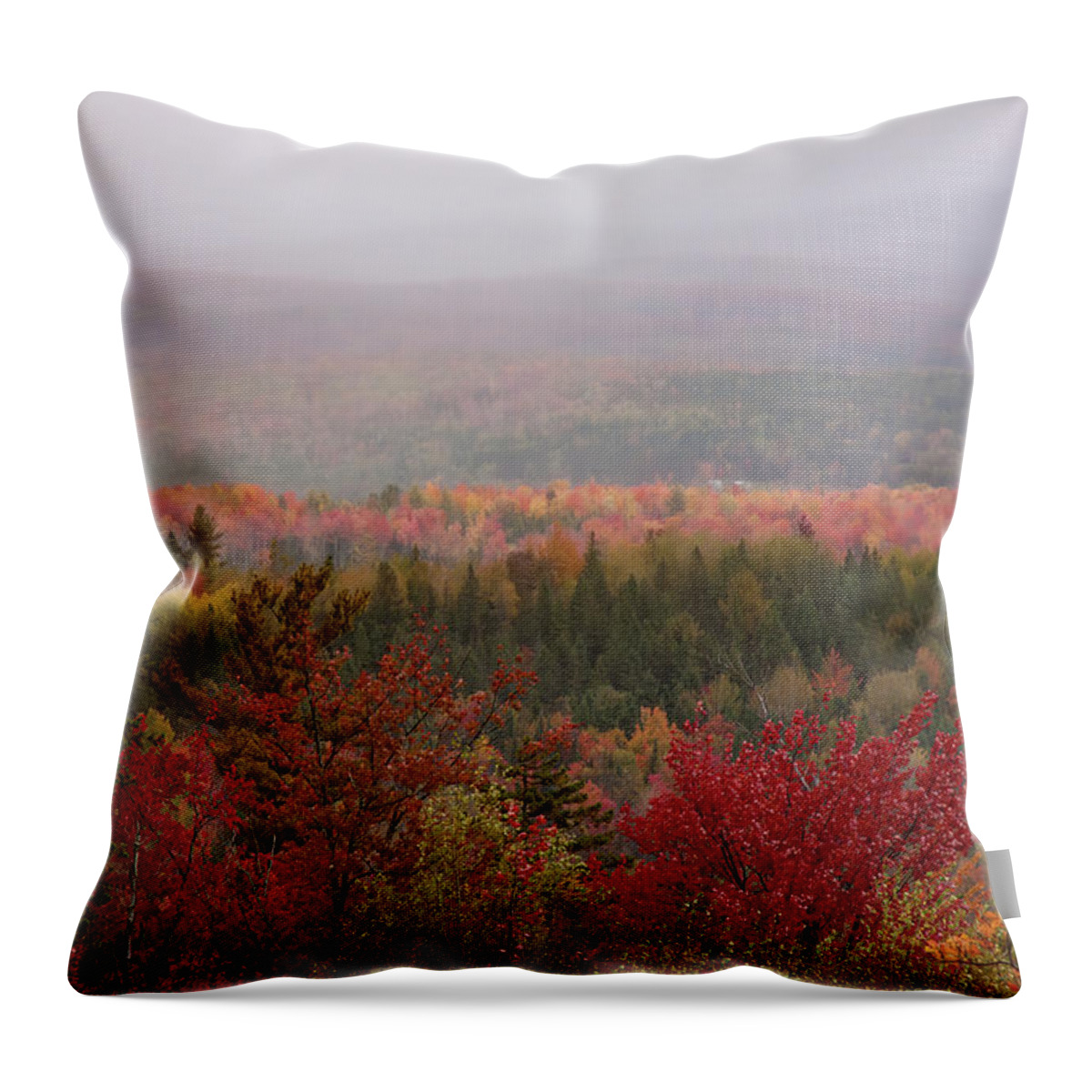 Milan Fire Tower Throw Pillow featuring the photograph Looking across Autumn Hills by Jeff Folger