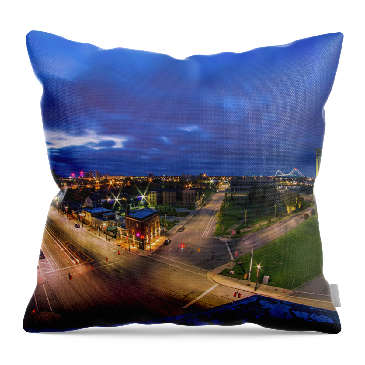 Detroit Throw Pillow featuring the photograph Looking down on Corktown by Jay Smith