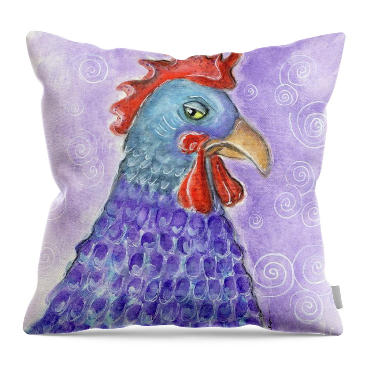 Chicken Throw Pillow featuring the painting Looking Good by Karren Case