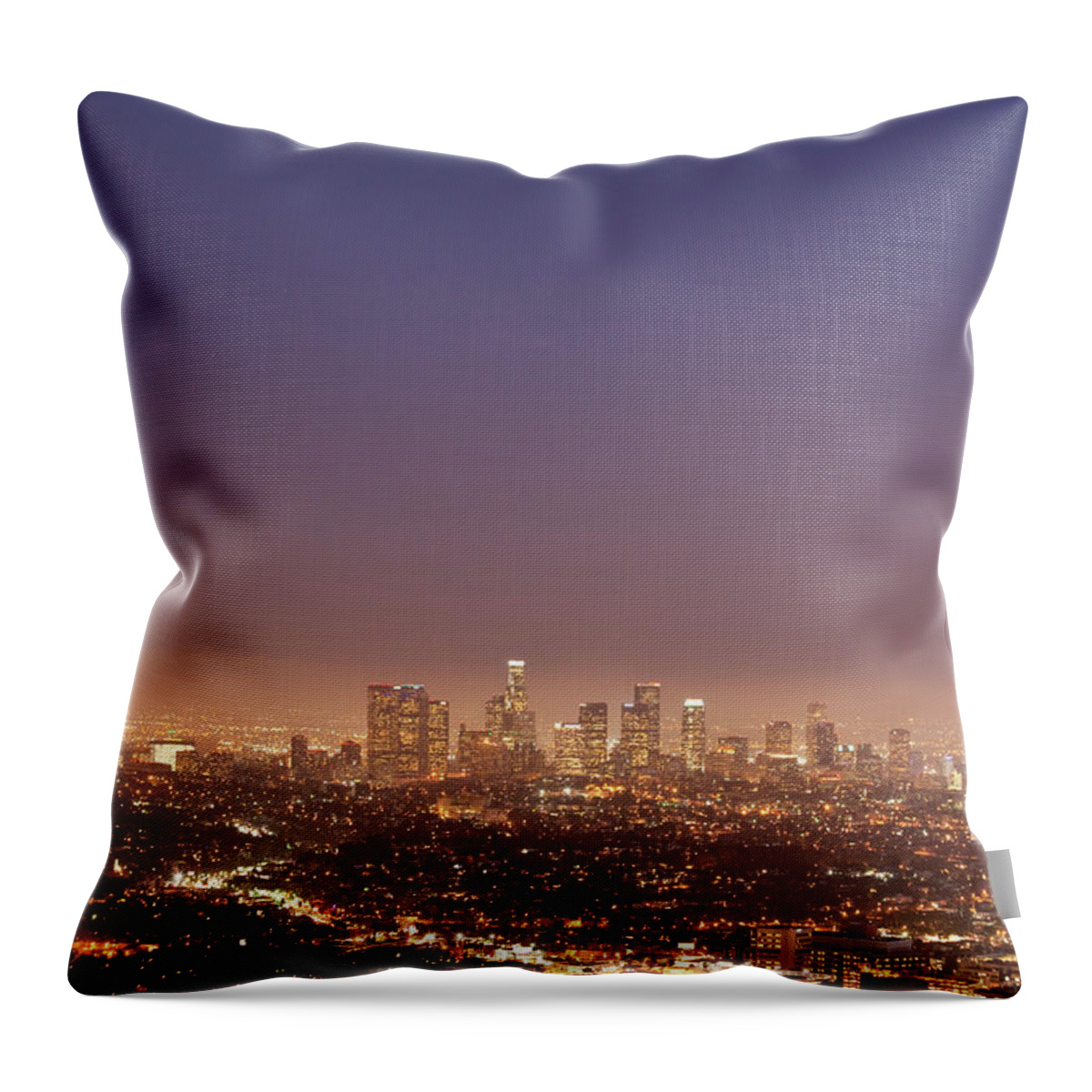 Scenics Throw Pillow featuring the photograph Los Angeles Skyline At Twilight by Uschools