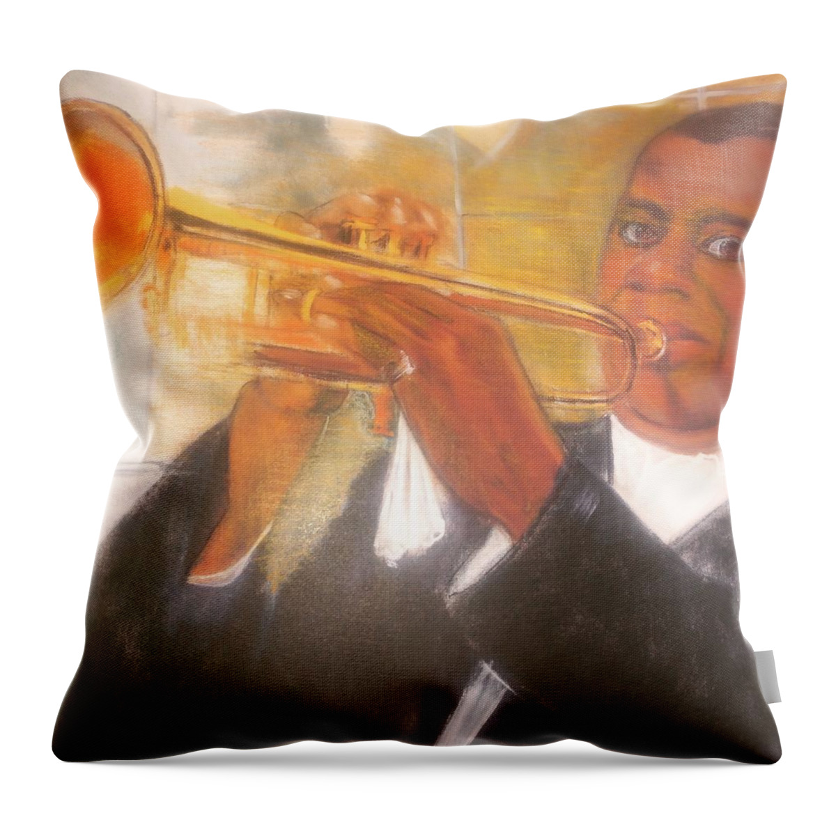 Famous Satchmo Quotes. Throw Pillow featuring the mixed media Music is Life itself by Kippax Williams