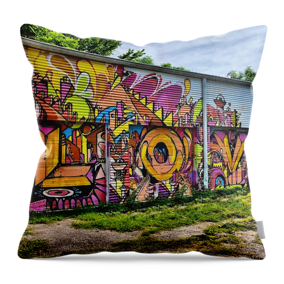 Graffiti Throw Pillow featuring the photograph Love Is All You Need by Linda Unger