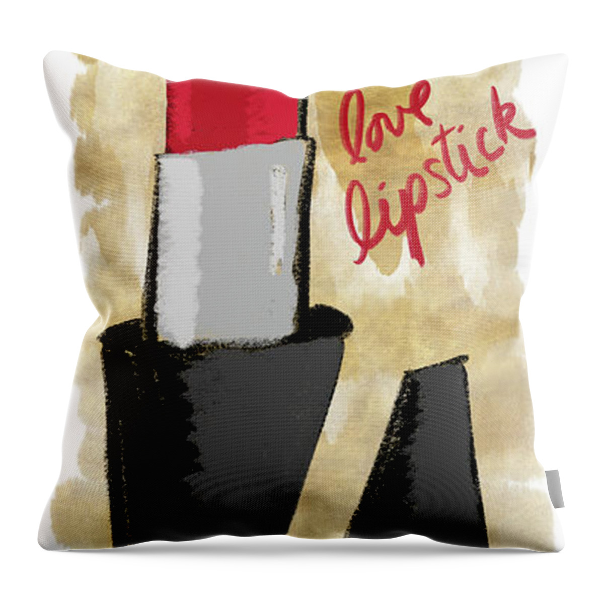 Red Throw Pillow featuring the mixed media Love Lipstick Panel by Sd Graphics Studio