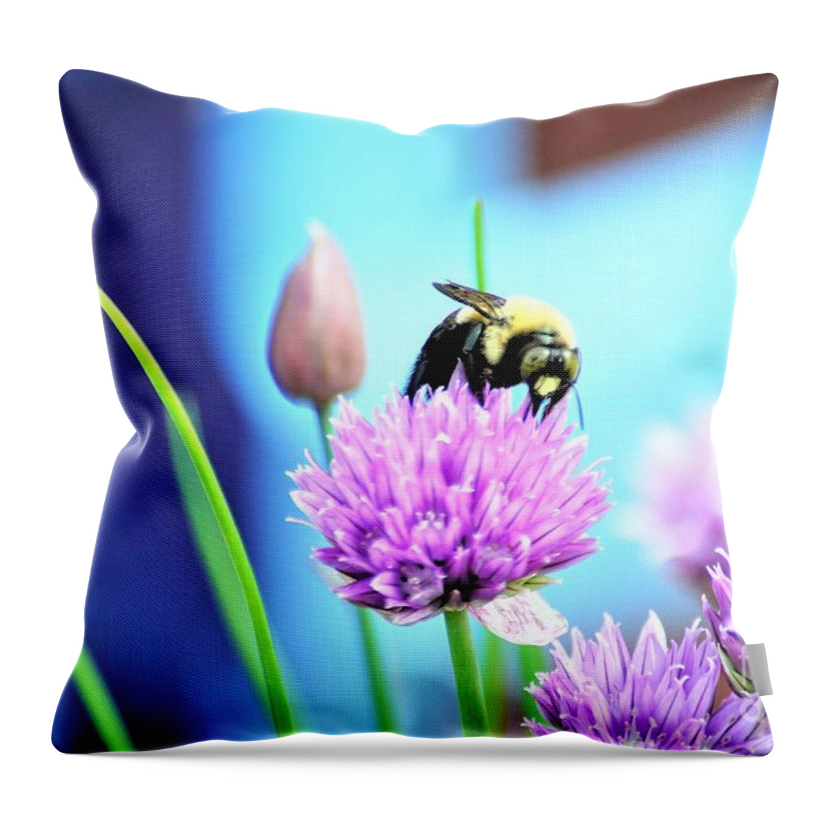 Chives Throw Pillow featuring the photograph Love my Chives by Merle Grenz